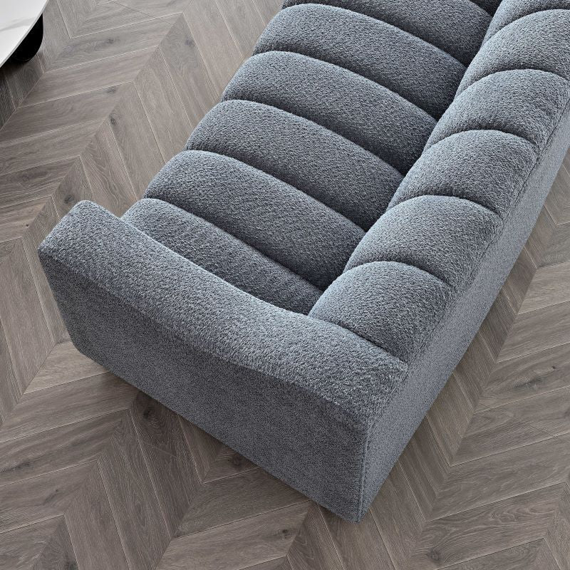 Aluxo Astoria 3 Seater Sofa in Steel Grey Boucle Fabric - Image 3