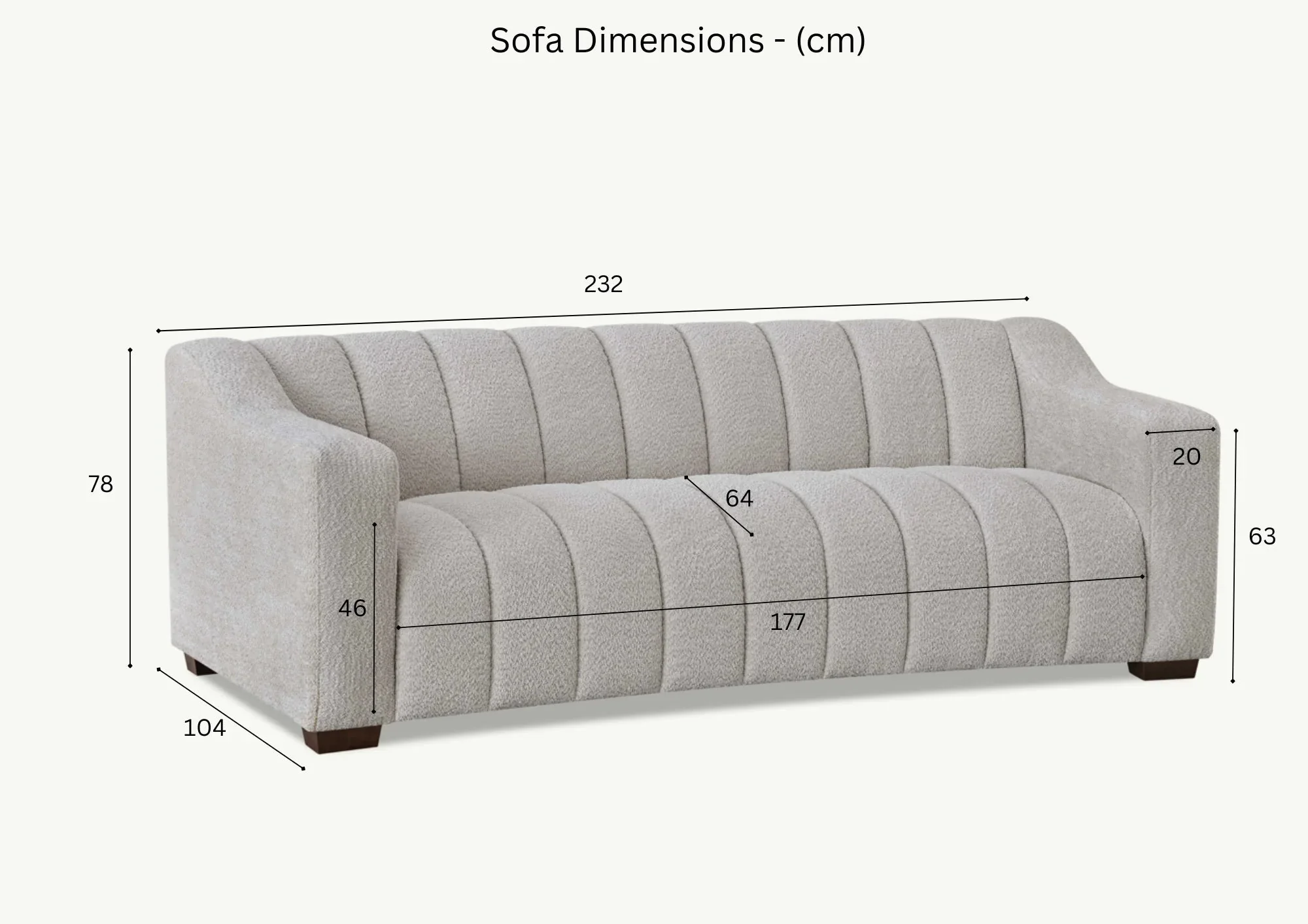 Aluxo Astoria 3 Seater Sofa in Steel Grey Boucle Fabric - Image 7