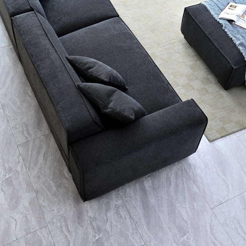 Aluxo Dakota 4 seater with Chaise in Midnight Blue Boucle - Image 4