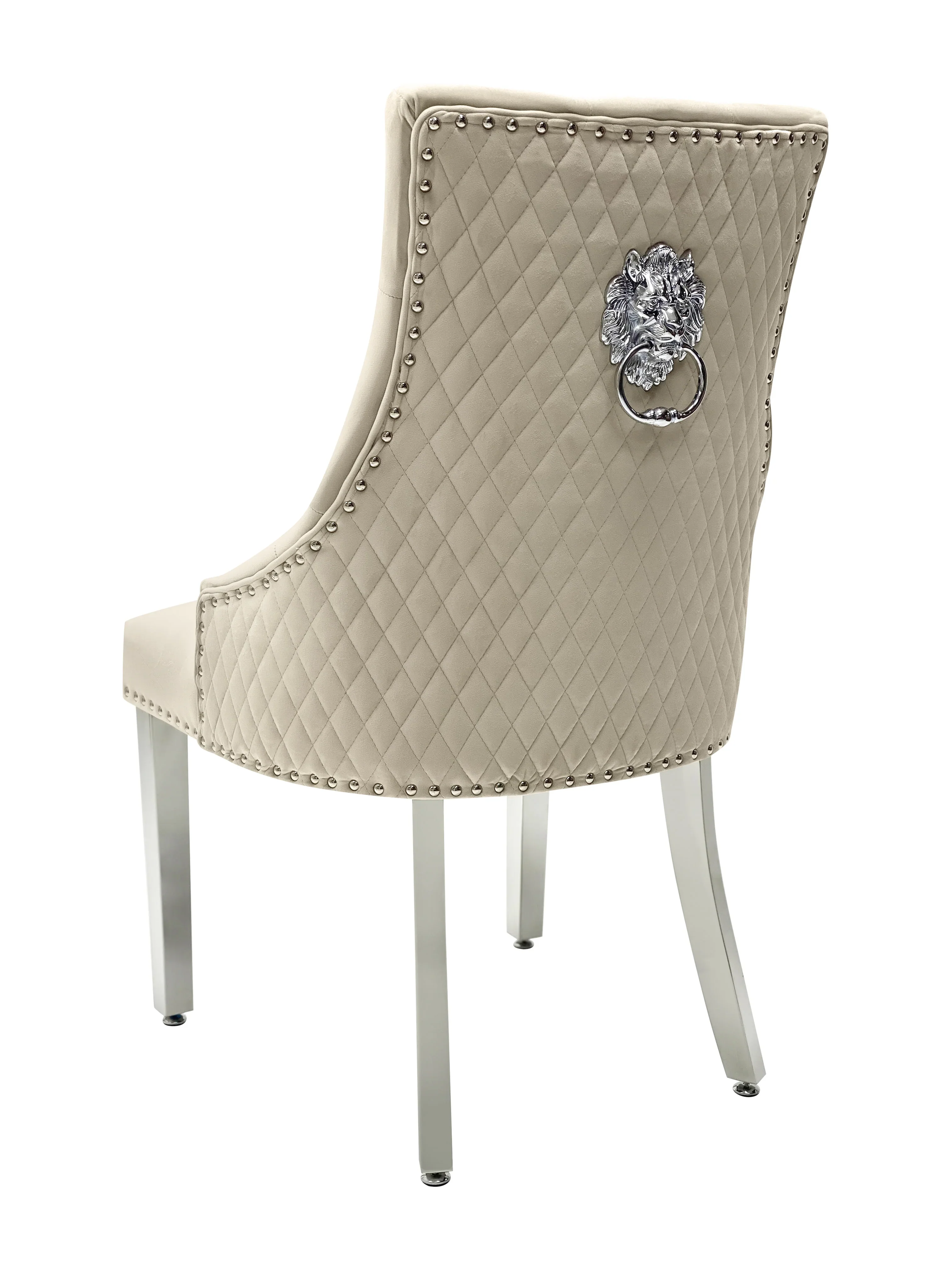 Boxes of 2 x Bentley Chrome Dining Chairs Beige - Image 2
