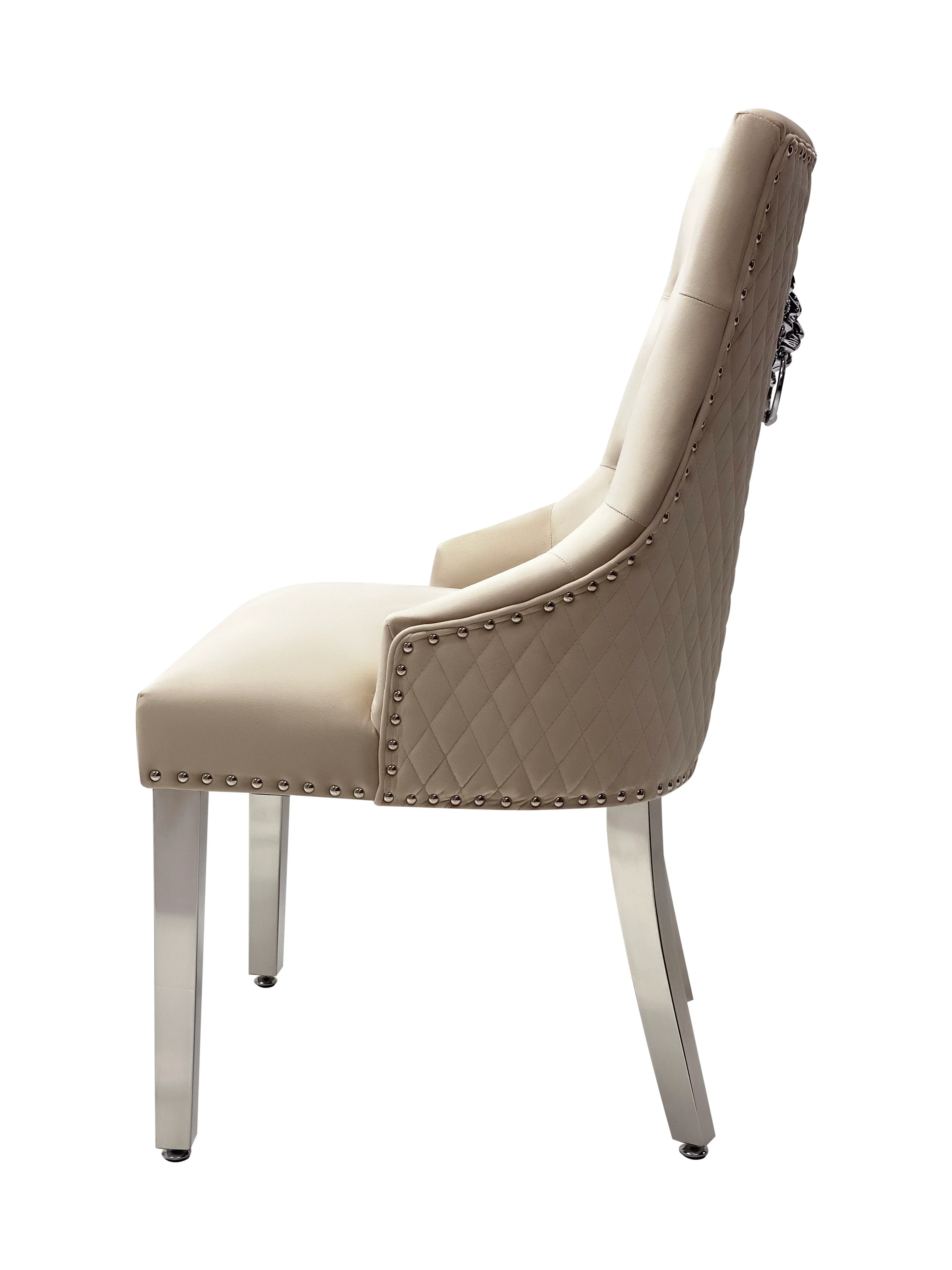 Boxes of 2 x Bentley Chrome Dining Chairs Beige - Image 3