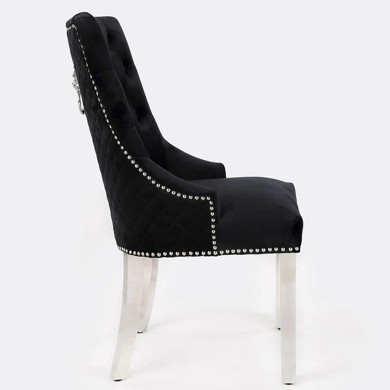 Box of 2 xBentley Chrome Dining Chairs Black - Image 3