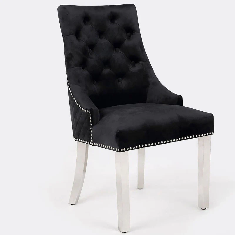 Box of 2 xBentley Chrome Dining Chairs Black - Image 4