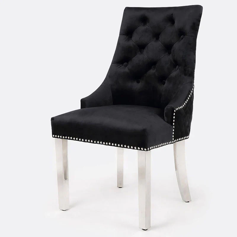 Box of 2 xBentley Chrome Dining Chairs Black - Image 5