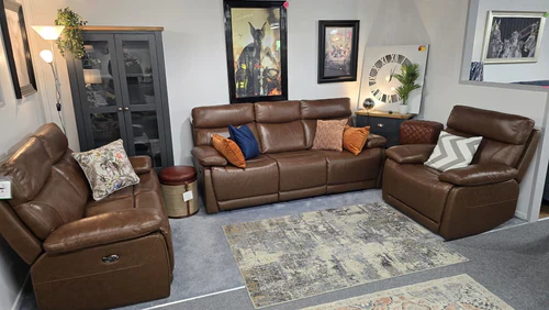 Beverley Power Recliner Tan Leather Range - Image 3