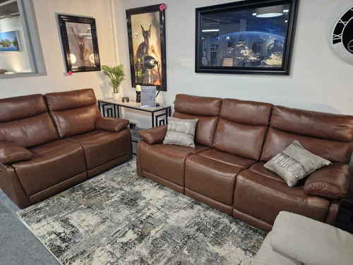 Beverley Power Recliner Tan Leather Range - Image 4