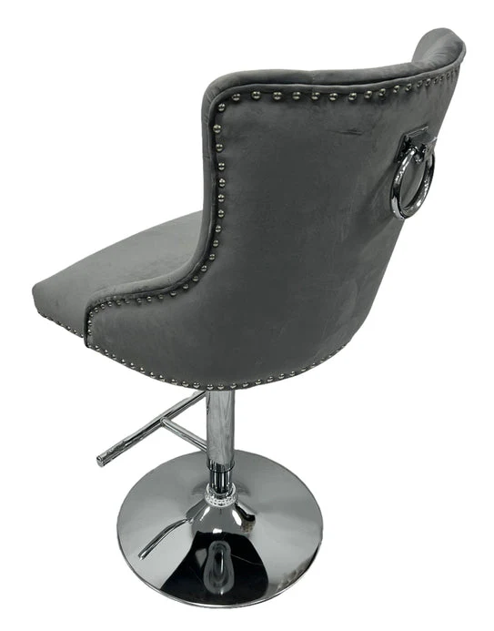 Chelsea Dark Grey Ring Knocker Bar Stool - Image 2