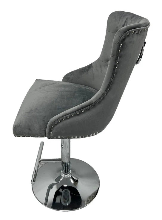 Chelsea Dark Grey Ring Knocker Bar Stool - Image 3