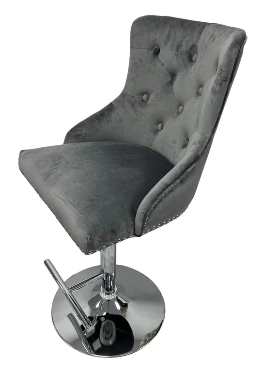 Chelsea Dark Grey Ring Knocker Bar Stool - Image 4