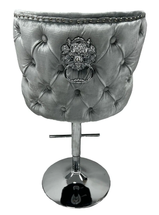 Lewis Light Grey Lion Knocker Bar Stool - Image 2