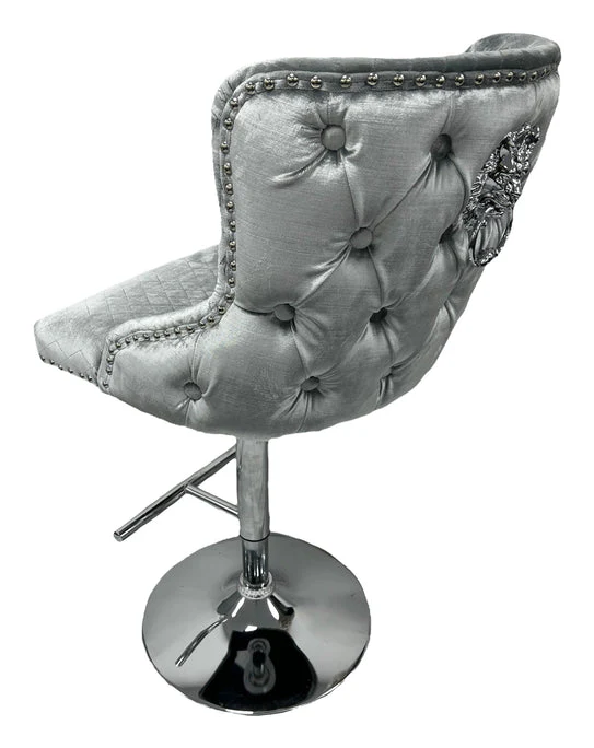Lewis Light Grey Lion Knocker Bar Stool - Image 3