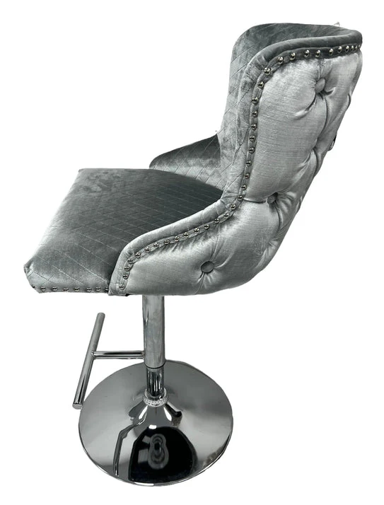 Lewis Light Grey Lion Knocker Bar Stool - Image 4
