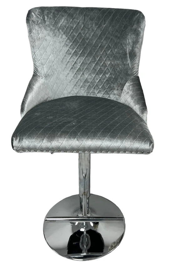 Lewis Light Grey Lion Knocker Bar Stool - Image 5