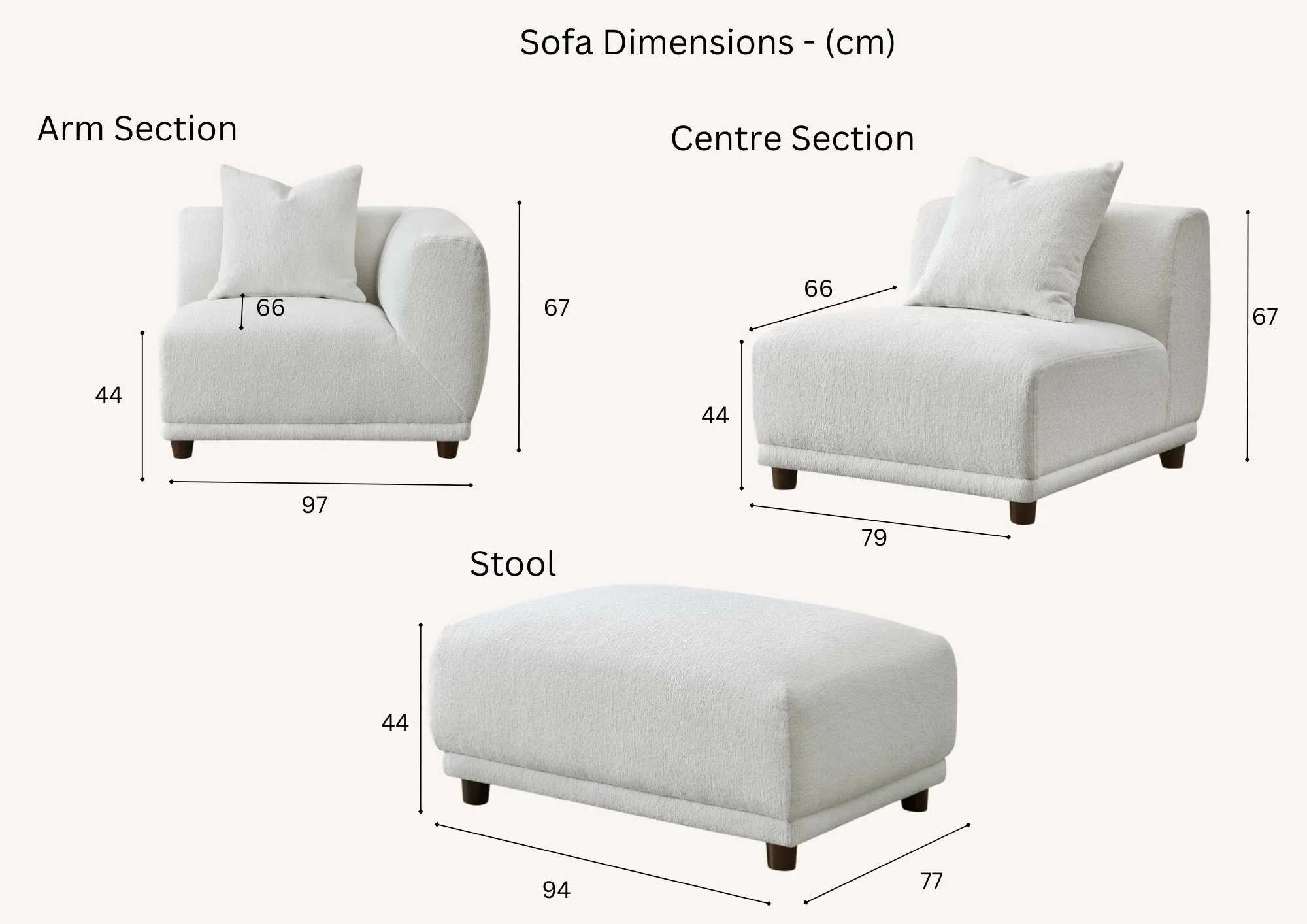 Lottie Modular Corner Group In Polar White Boucle Sofa - Image 10