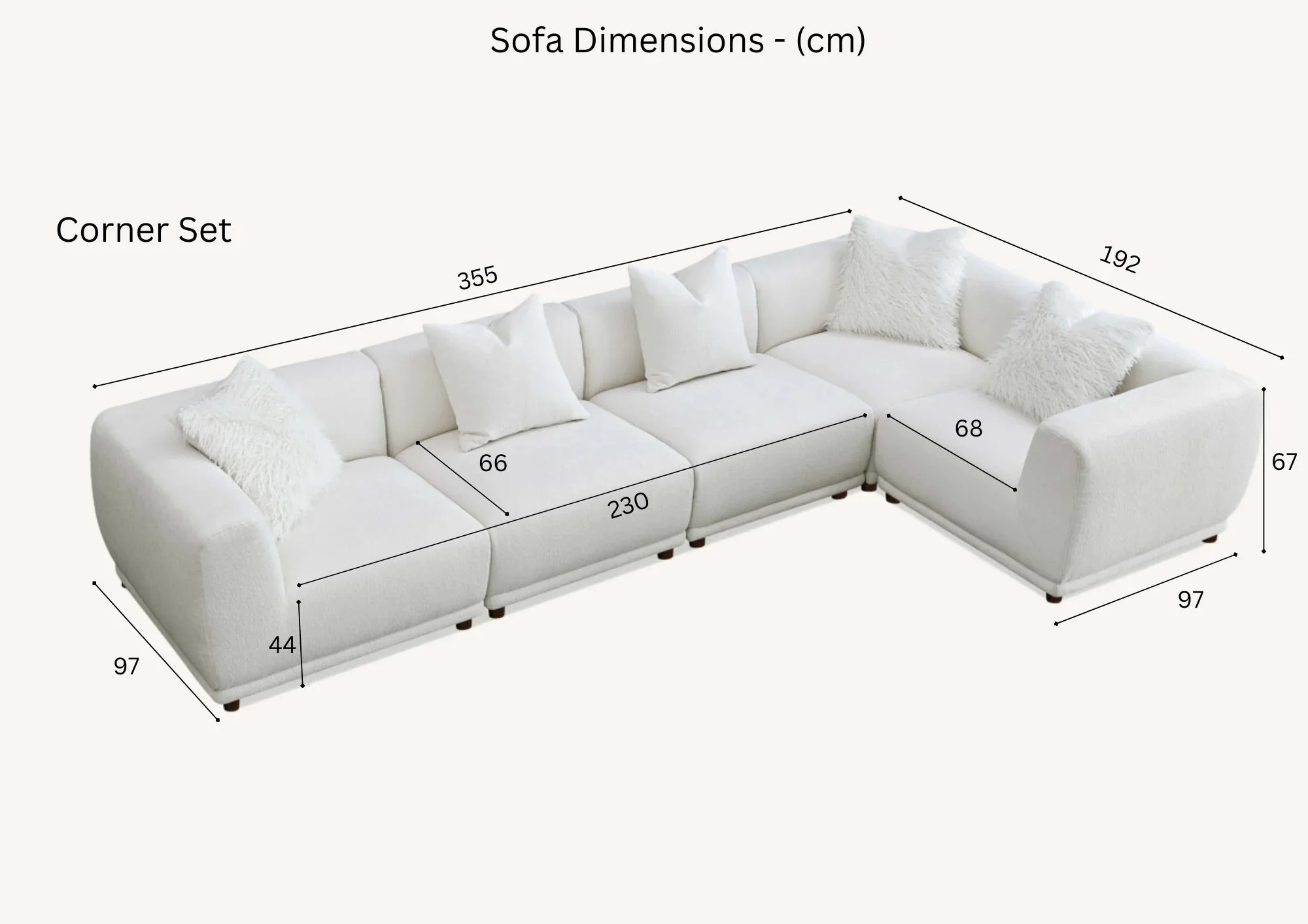 Lottie Modular Corner Group In Polar White Boucle Sofa - Image 9