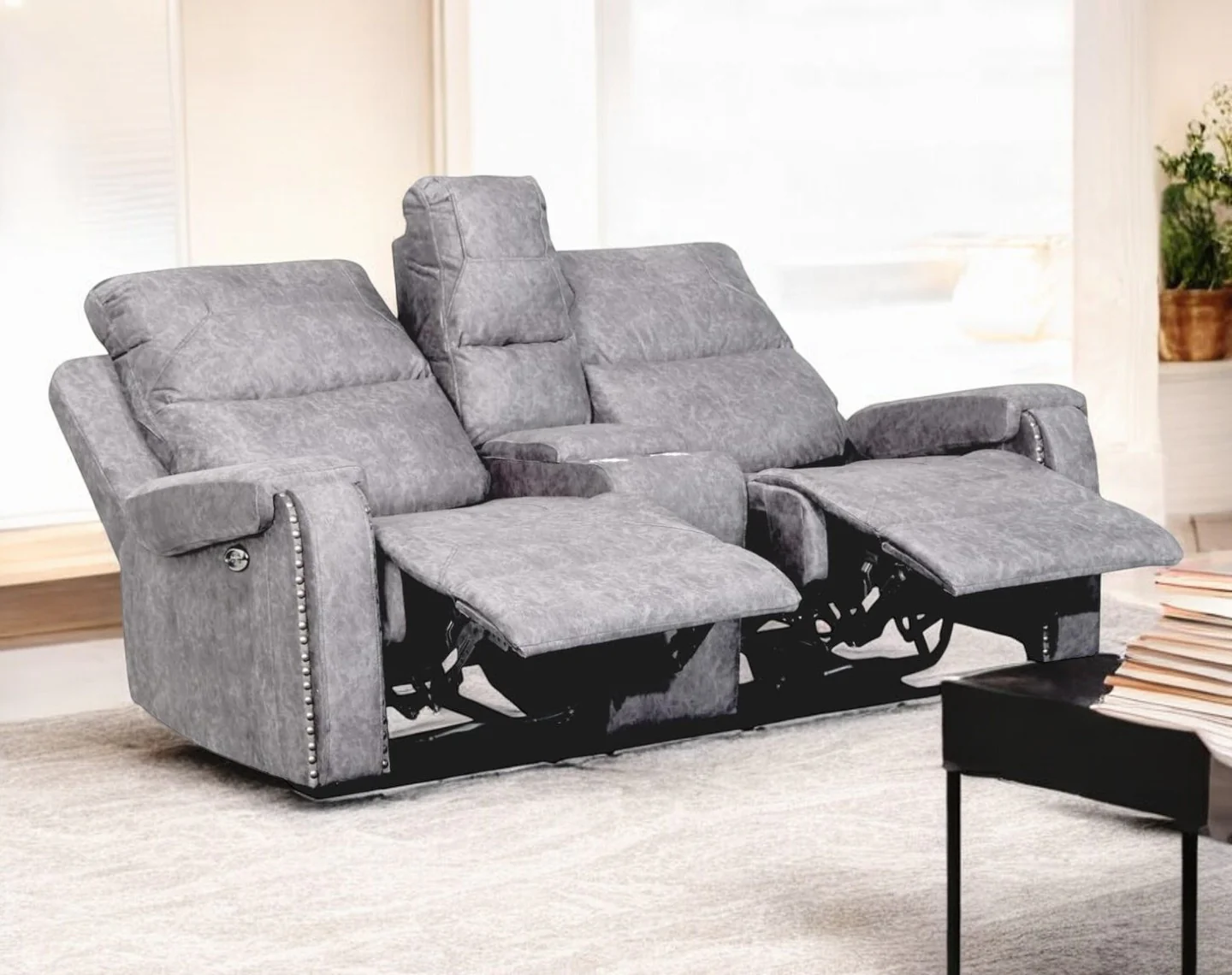 The Empire 3 + 2 + 1 Luxury Recliner Set - Grey - Image 3