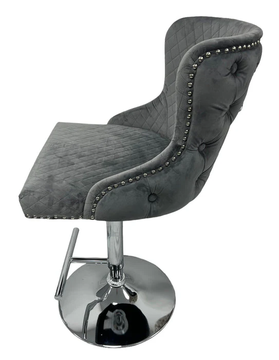 The Lewis Dark Grey Swivel Bar Stool - Image 3