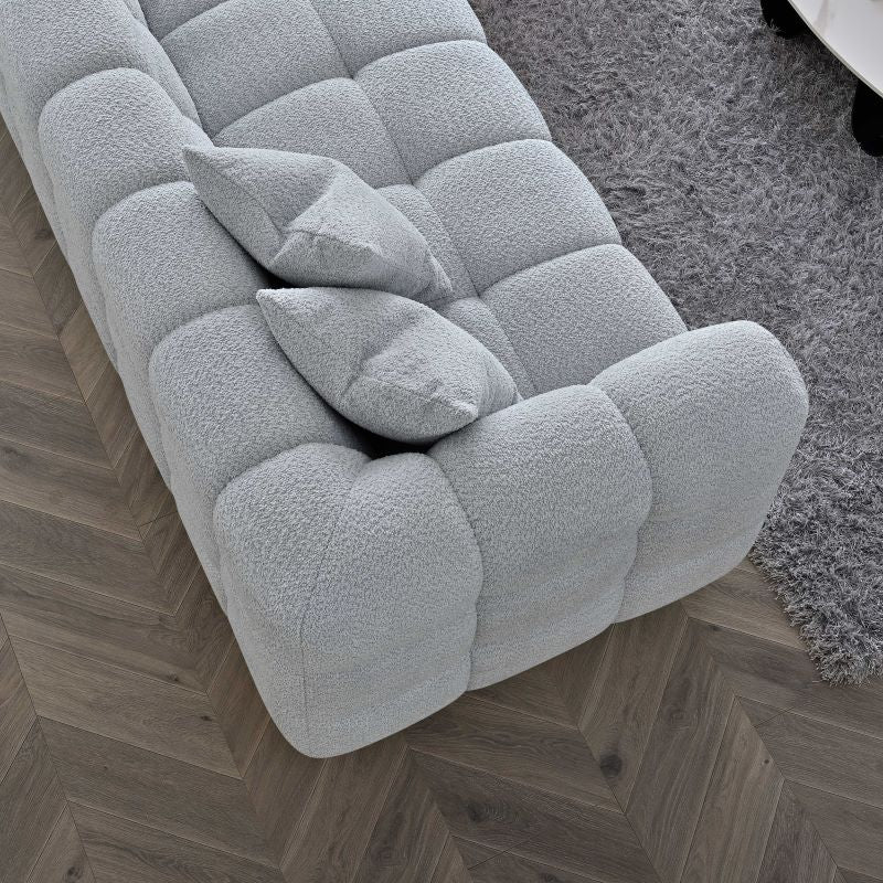 Tribeca Corner Group in Pearl Grey Boucle Fabric Sofa - Image 4