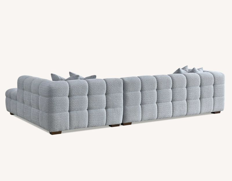 Tribeca Corner Group in Pearl Grey Boucle Fabric Sofa - Image 5
