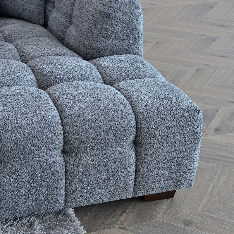 Tribeca Corner Group in Silver/Grey Iron Boucle Fabric Sofa - Image 3