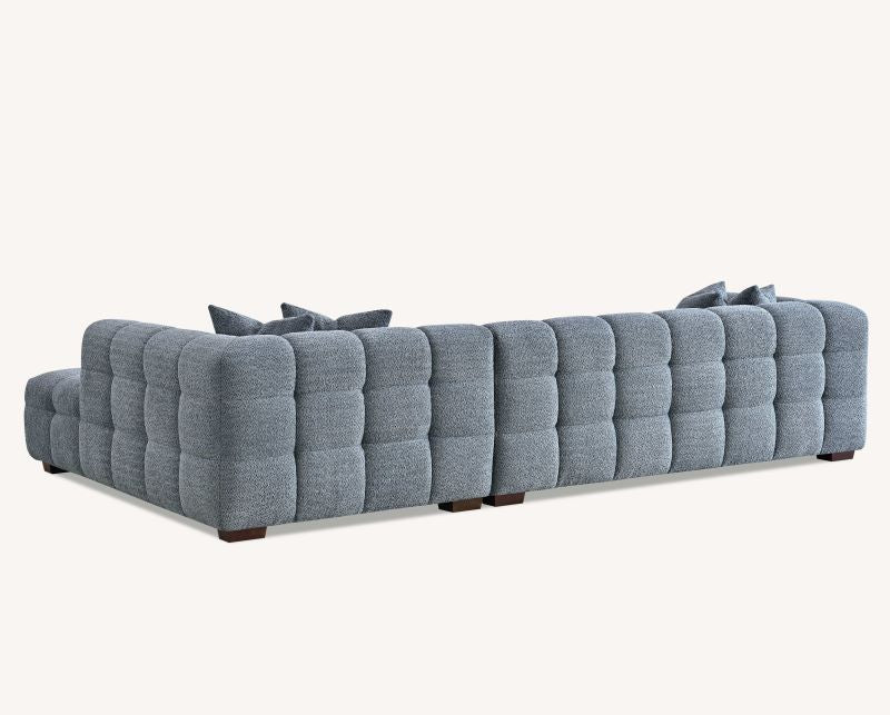 Tribeca Corner Group in Silver/Grey Iron Boucle Fabric Sofa - Image 4